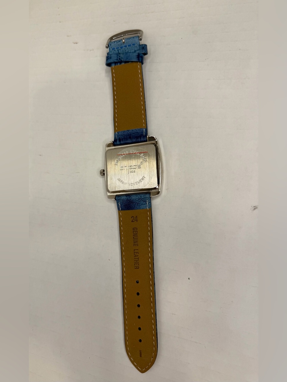vintage Chico's quartz square watch blue leather strap oversize numerals - Picture 3 of 3